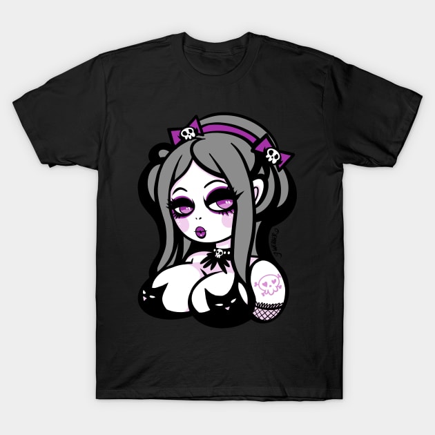 GOTH GIRL - KITTY BRA T-Shirt by gWebber Arts